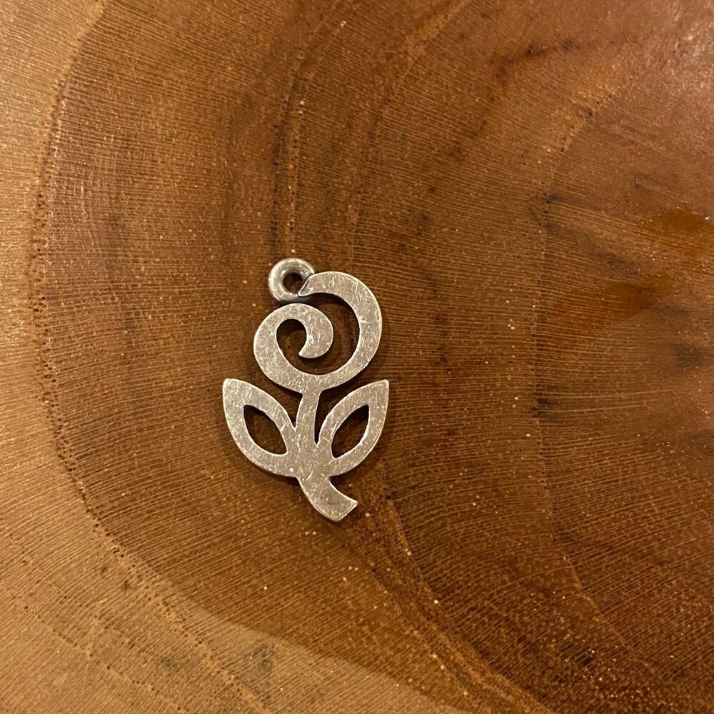 Retired James Avery Abstract Rose Charm, Sterling Silver